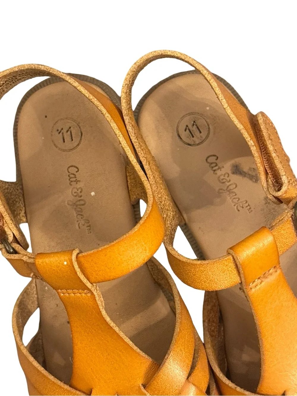 Cat & Jack Toddler Girls Casual Summer Yellow Woven Leather Sandals Size 11